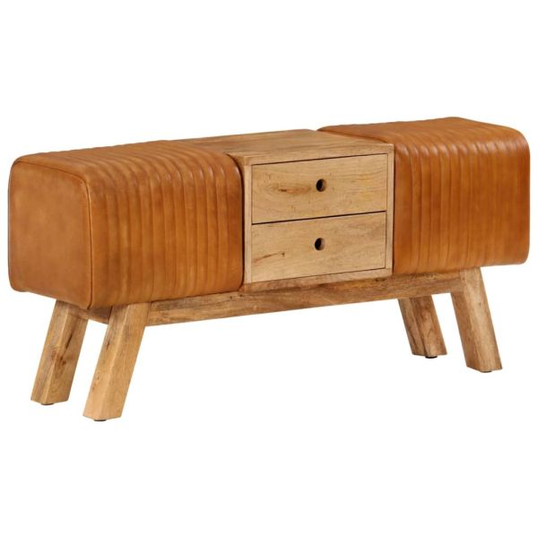 Пейка гимнастическа кафява 107 см естествена козя кожа и манго