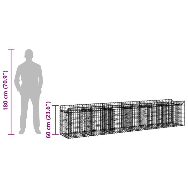 Габиона повдигнато легло 2 pcs Сребрист 300 x 50 x 60 см