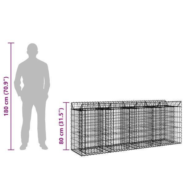 Габиона повдигнато легло 2 pcs Сребрист 200 x 50 x 80 см