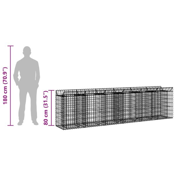 Габиона повдигнато легло 2 pcs Сребрист 300 x 50 x 80 см