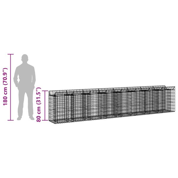 Габиона повдигнато легло 3 pcs Сребрист 400 x 50 x 80 см