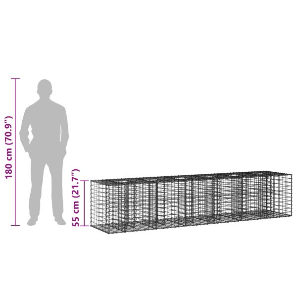 Габиона повдигнато легло 2 pcs Сребрист 260 x 60 x 55 см