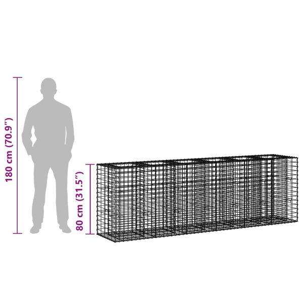 Габиона повдигнато легло 2 pcs Сребрист 250 x 50 x 80 см