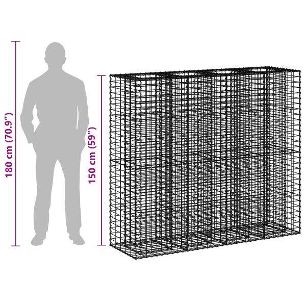 Габиона повдигнато легло 2 pcs Сребрист 170 x 50 x 150 см
