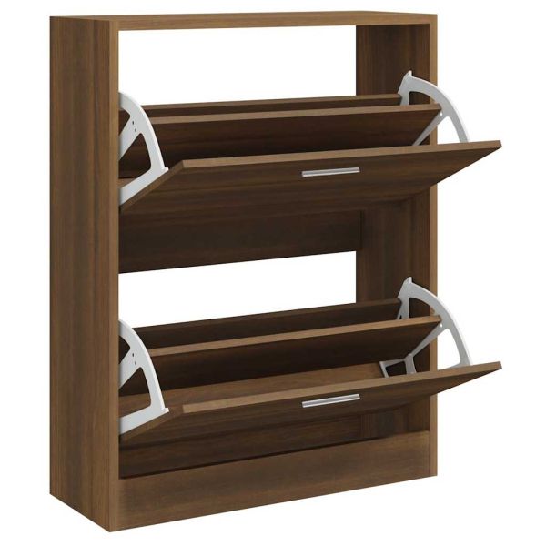 Шкаф за обувки, кафяв дъб, 63x24x81 см, инженерно дърво