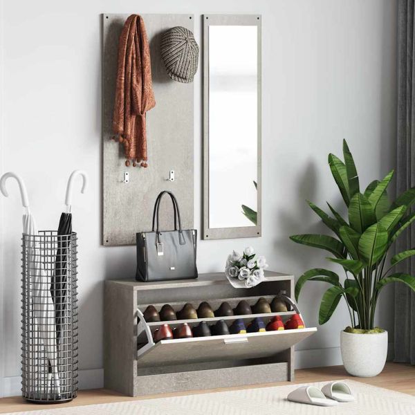 3-в-1 портманто, бетонно сив, инженерно дърво