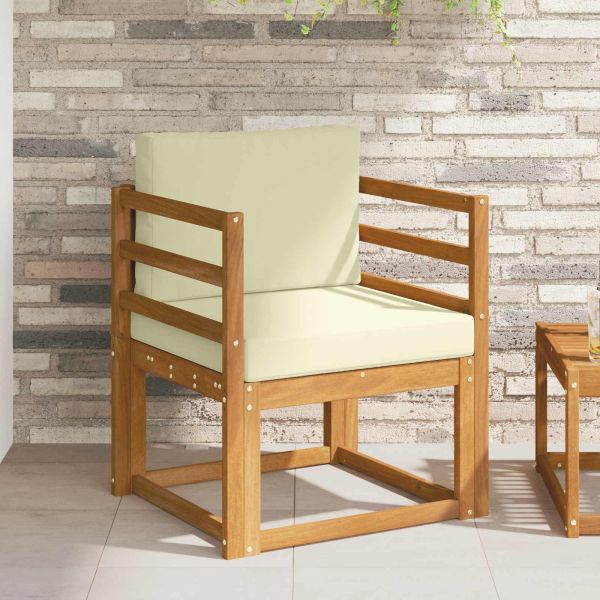 Комплект дивани за открито Солидно акациево дърво и полиестер