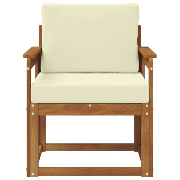 Външен диван Солидно акациево дърво и полиестер Естествен