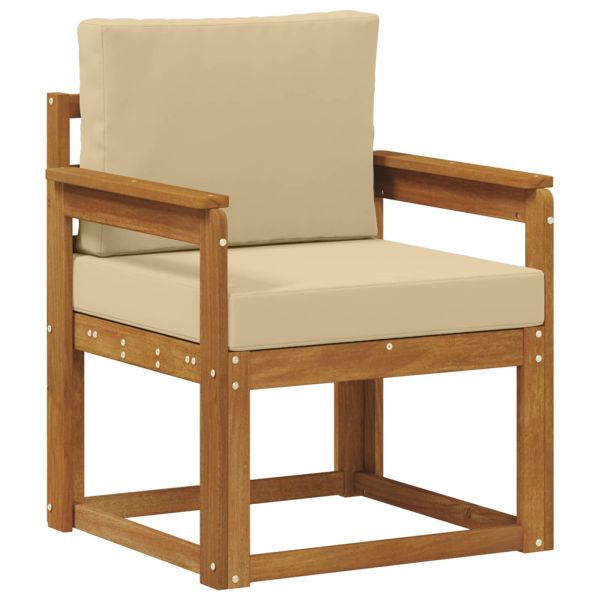 Външен диван Солидно акациево дърво и полиестер Естествен