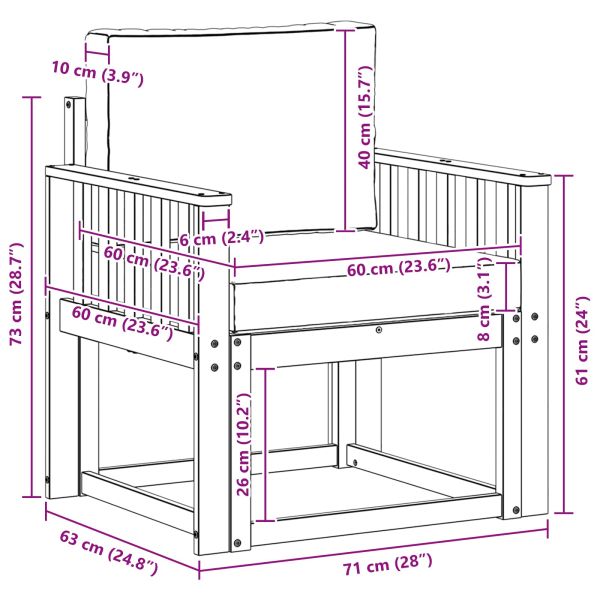 Външен диван Солидно акациево дърво и полиестер