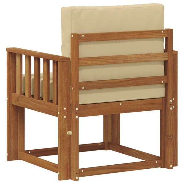 Външен диван Солидно акациево дърво и полиестер Естествен