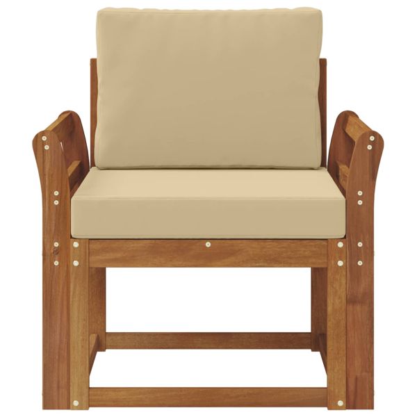 Външен диван Солидно акациево дърво и полиестер Естествен