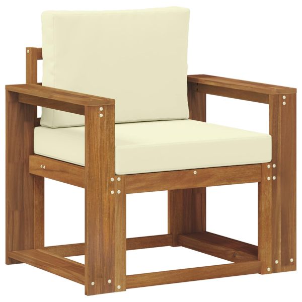 Външен диван Солидно акациево дърво и полиестер Естествен