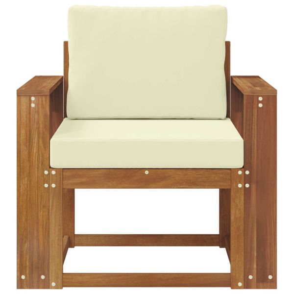 Външен диван Солидно акациево дърво и полиестер Естествен