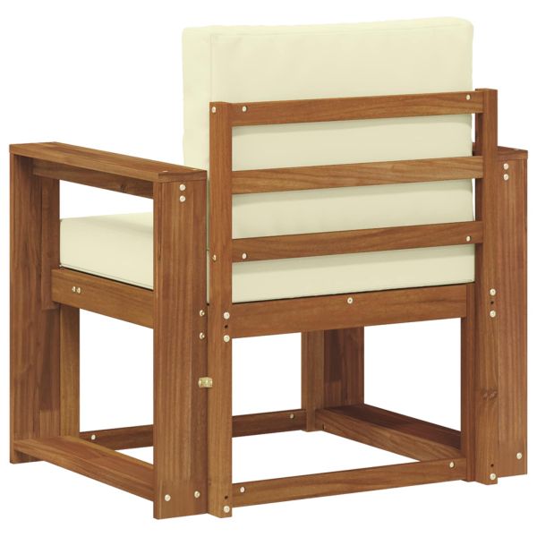 Външен диван Солидно акациево дърво и полиестер Естествен