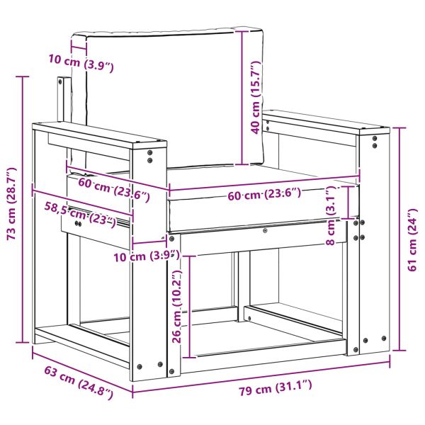 Външен диван Солидно акациево дърво и полиестер Естествен