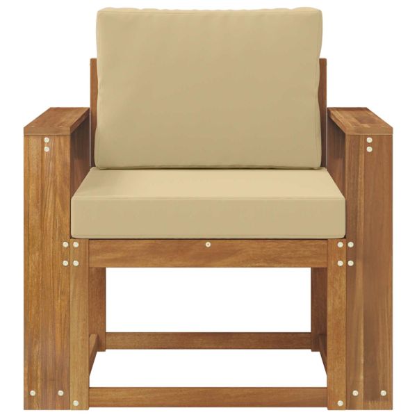 Комплект дивани за открито Солидно акациево дърво и полиестер