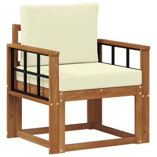 Комплект дивани за открито Солидно акациево дърво и полиестер