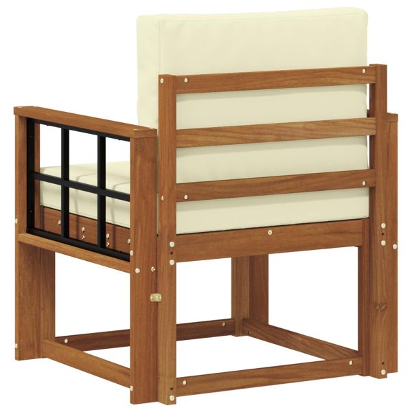 Комплект дивани за открито Солидно акациево дърво и полиестер