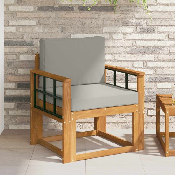 Комплект дивани за открито Солидно акациево дърво и полиестер