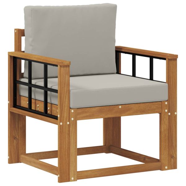 Комплект дивани за открито Солидно акациево дърво и полиестер