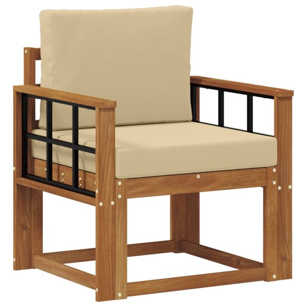 Комплект дивани за открито Солидно акациево дърво и полиестер