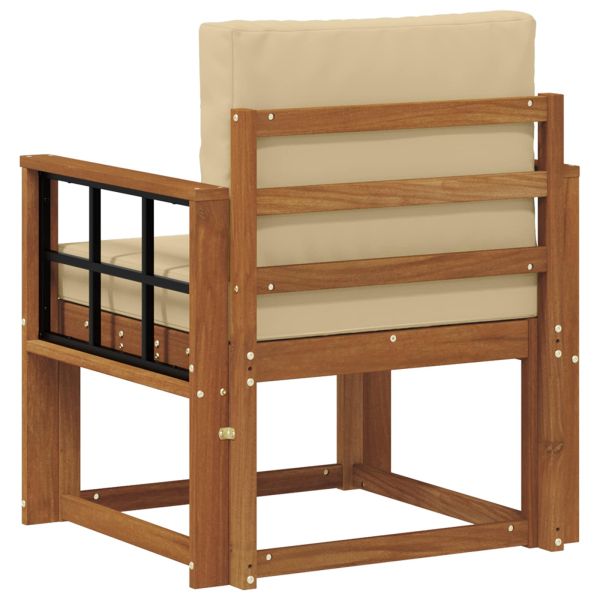 Комплект дивани за открито Солидно акациево дърво и полиестер