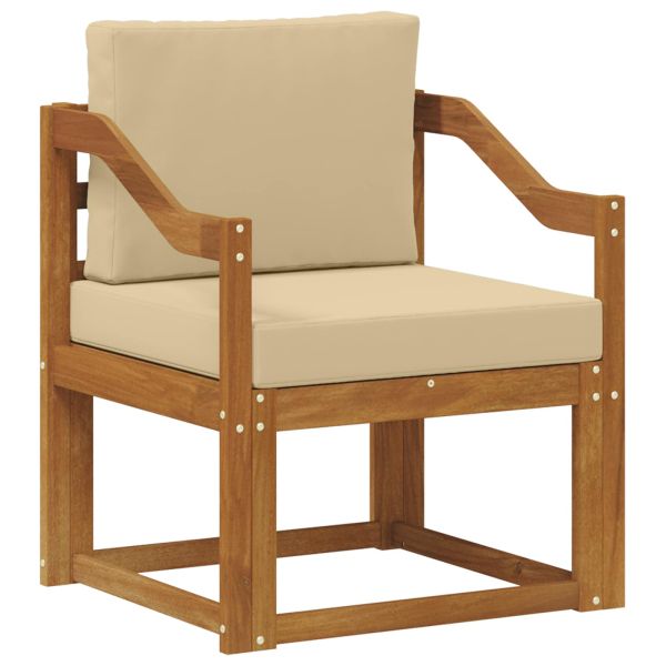 Външен диван Солидно акациево дърво и полиестер Естествен