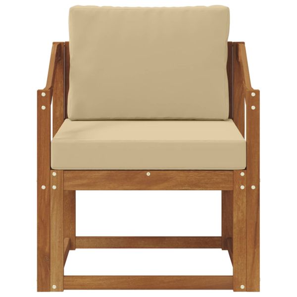 Външен диван Солидно акациево дърво и полиестер Естествен