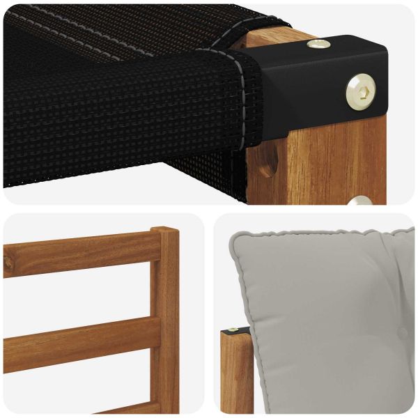 Комплект дивани за открито Солидно акациево дърво и текстилена