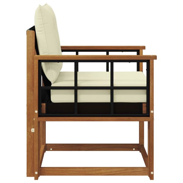 Комплект дивани за открито Солидно акациево дърво и текстилена