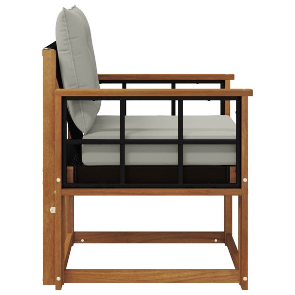 Комплект дивани за открито Солидно акациево дърво и текстилена