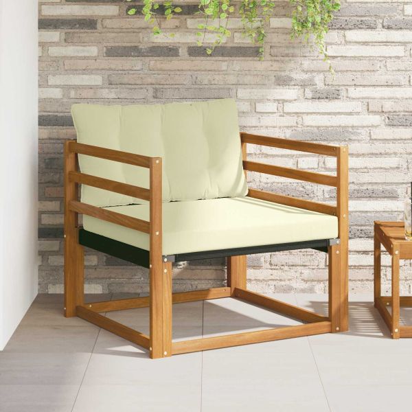 Комплект дивани за открито Солидно акациево дърво и текстилена