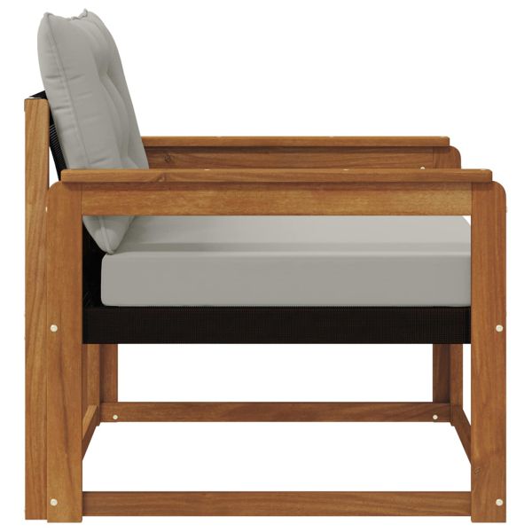 Комплект дивани за открито Солидно акациево дърво и текстилена