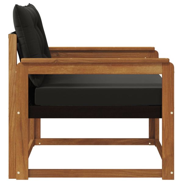 Комплект дивани за открито Солидно акациево дърво и текстилена