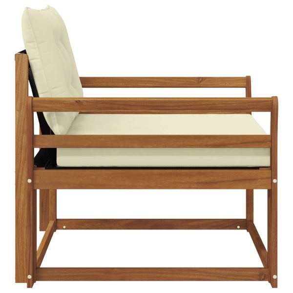 Комплект дивани за открито Солидно акациево дърво и текстилена