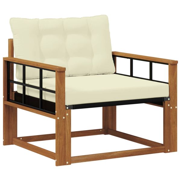 Комплект дивани за открито Солидно акациево дърво и текстилена