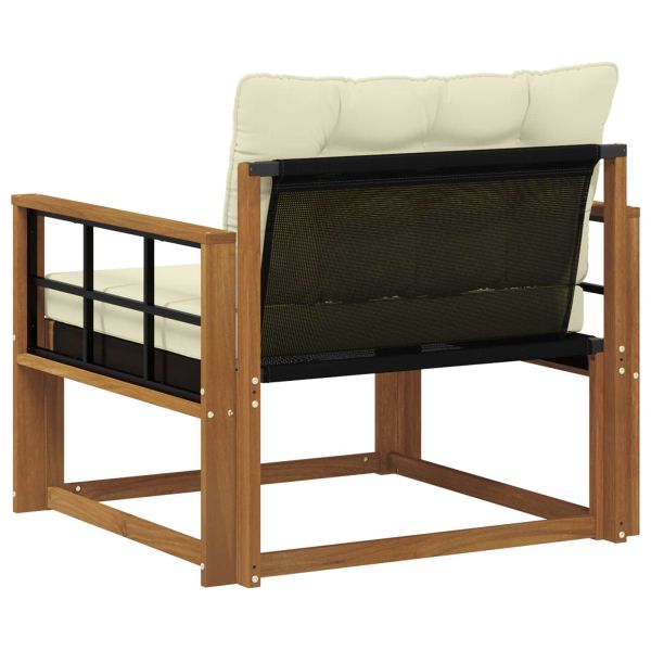 Комплект дивани за открито Солидно акациево дърво и текстилена