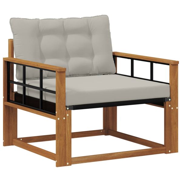 Комплект дивани за открито Солидно акациево дърво и текстилена