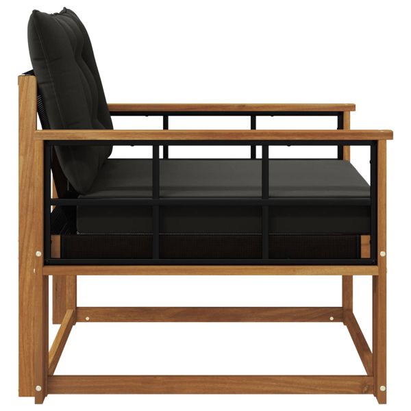 Комплект дивани за открито Солидно акациево дърво и текстилена