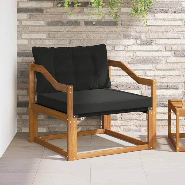 Комплект дивани за открито Солидно акациево дърво и текстилена