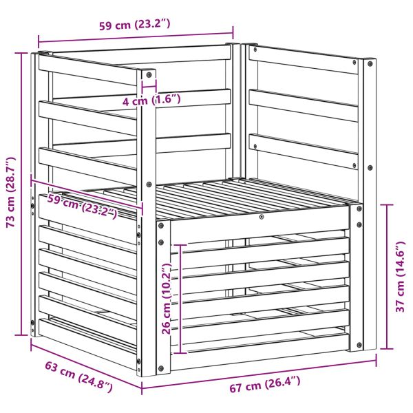 Комплект дивани за открито Естествен 67 x 63 x 73 см