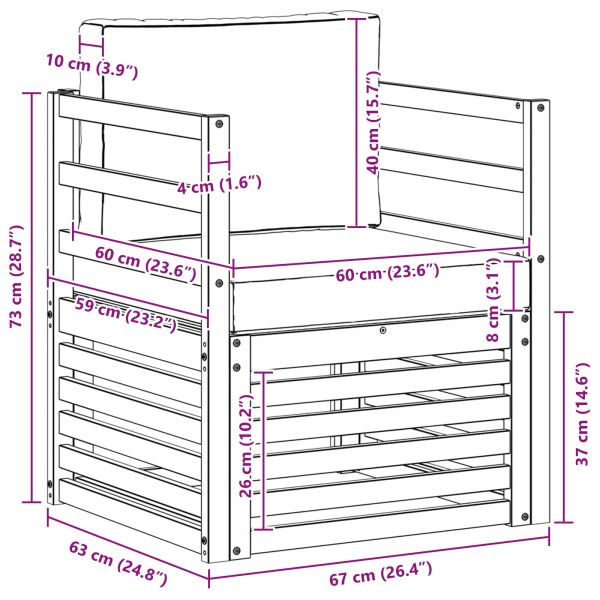 Комплект дивани за открито Естествен 67 x 63 x 73 см