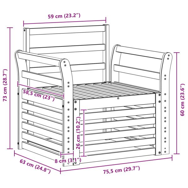 Комплект дивани за открито Естествен 75,5 x 63 x 73 см