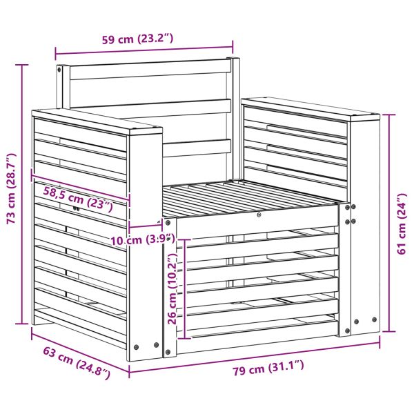 Комплект дивани за открито Естествен 79 x 63 x 73 см