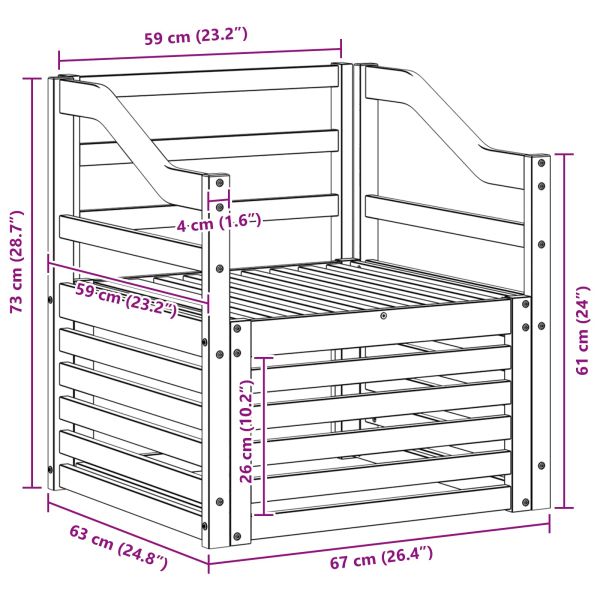 Комплект дивани за открито Естествен 67 x 63 x 73 см
