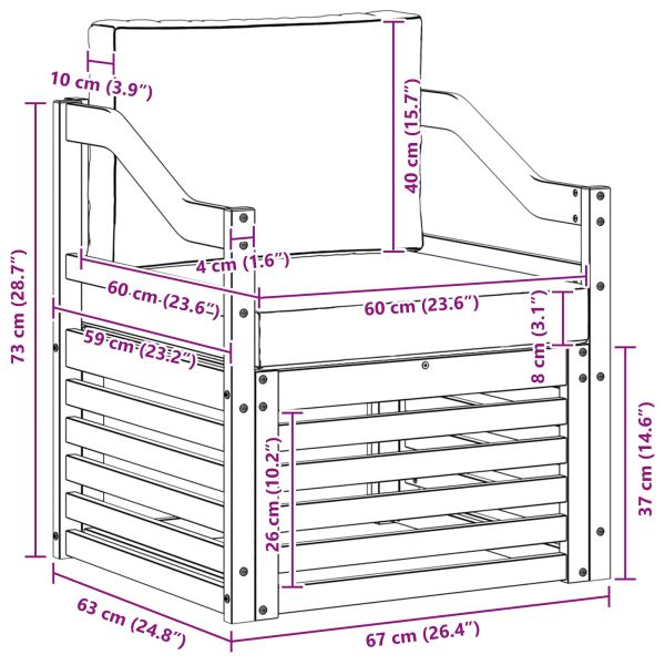 Комплект дивани за открито Естествен 67 x 63 x 73 см