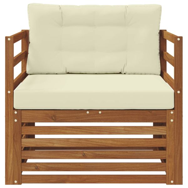 Комплект дивани за открито Солидно акациево дърво и полиестер