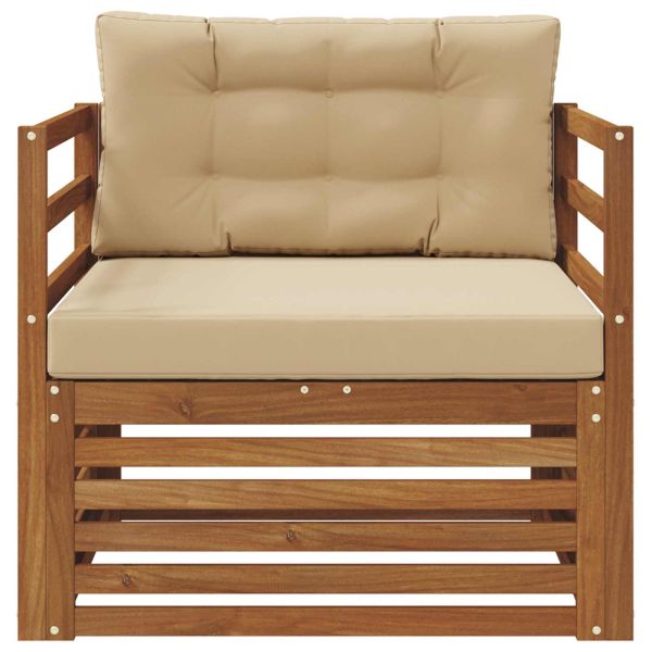 Комплект дивани за открито Солидно акациево дърво и полиестер