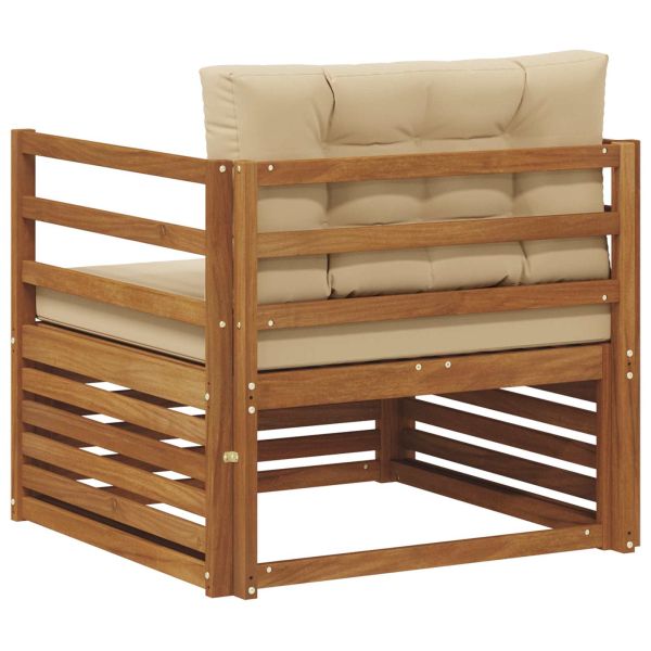 Комплект дивани за открито Солидно акациево дърво и полиестер